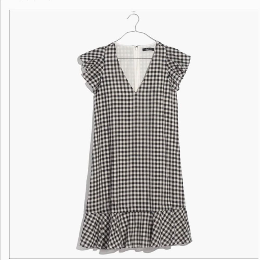 Madewell Gingham Check Flutter Sleeve Dress